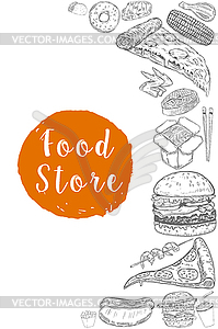 Food store banner template. food s. Burge - vector clip art