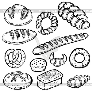 different kinds of bread buns clipart