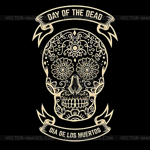 Day of Dead. Dia de los Muertos. Sugar skull with - vector clip art