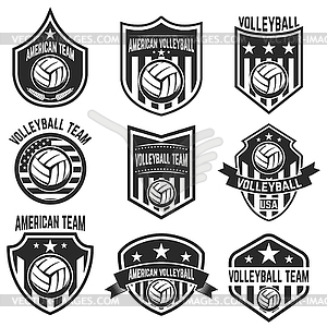 American volleyball team labels. Design elements fo - vector image