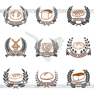 Set of bakery labels. Bread shop, fresh bread. - vector clipart