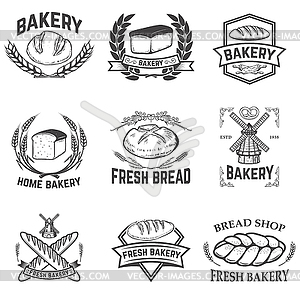 Set of bakery labels. Bread shop, fresh bread. - vector clipart