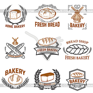 Set of bakery labels. Bread shop, fresh bread. - vector image