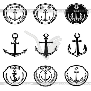 Set of emblems with anchor. Design elements for - vector clipart