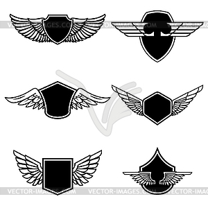 Set of emblems with wings . Design e - vector EPS clipart