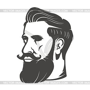 Gentleman head with beard and mustache . Design - vector clipart