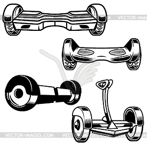 Self-balancing electric scooter icons . Design - vector image