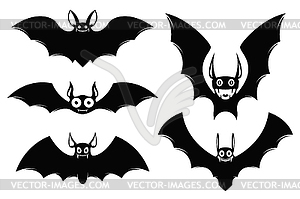 Set of halloween bat icons. Monster bats - vector clipart