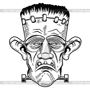 Monster head. Halloween zombie. Design element for - vector image