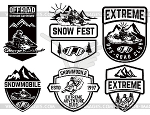 Set of snowmobile emblems . Design element for - vector clip art