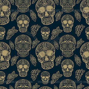 Seamless pattern with sugar skulls  - vector EPS clipart