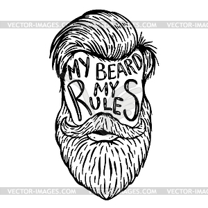 My beard my rules. Human beard with lettering - vector clipart