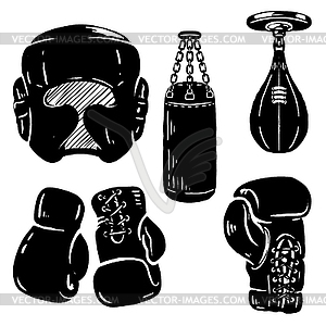 Набор элементов дизайна спорт бокса. Заниматься боксом - векторизованный клипарт