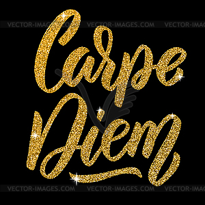 Carpe diem. lettering phrase in golden style on dar - vector clipart / vector image