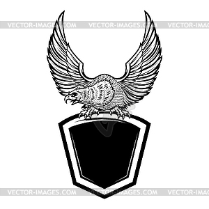 Eagle bird on blank shield. Design element for - vector clipart