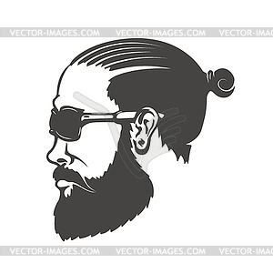 Man head with beard and mustache . Design element - vector clip art
