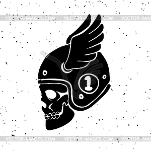 Rider skull with wings. Design element for logo, - vector clip art