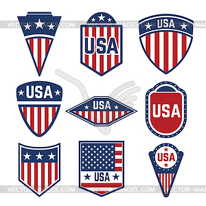 Set of USA labels. Emblems with american flags - vector clipart