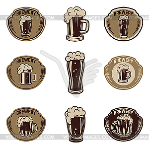Set of beer emblems. Beer mugs - vector clip art