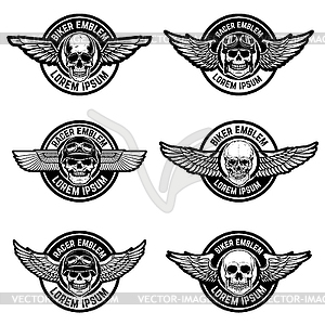 Set of biker club emblems templates. Emblems with - vector clipart