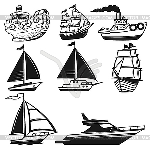 Set of boat, yachts s  - vector image