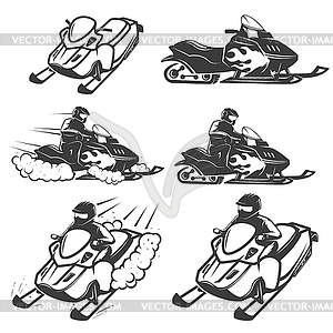 Set of snowmobile  - vector clipart