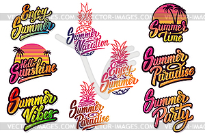 Set of summer time lettering . Design elements for - vector image