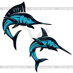 Set of swordfish icons . Design elements for emblem - vector clip art