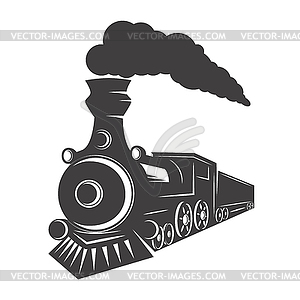 Vintage train . Design element for logo, label, - vector image