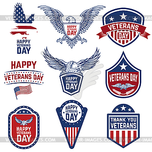 Набор эмблем день ветеранов - клипарт в векторном виде