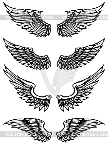 Набор крыльев. Элементы дизайна для логотипа, этикетки, - стоковое векторное изображение