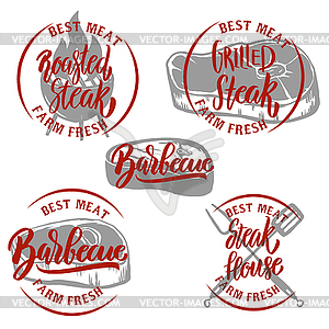 Set of steak house emblem templates. Barbecue, - vector clip art