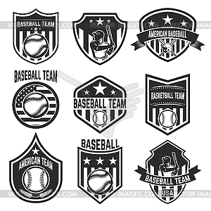 Set of baseball team emblems - vector image