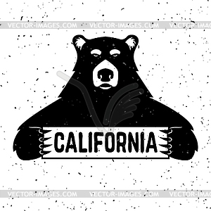 Bear with california sign - vector image