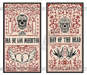 Set of Dead day banner template. Sugar skulls. - vector clipart