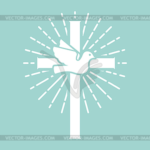 Christian cross with dove. Religious sign - stock vector clipart