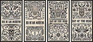 Set of Dead day banner template. Sugar skulls. - vector image