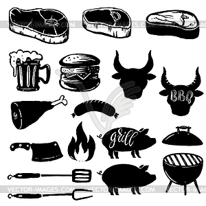 Set of grill design elements. Steak, grill, - vector image