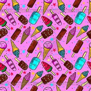 Seamless pattern with ice cream - vector EPS clipart