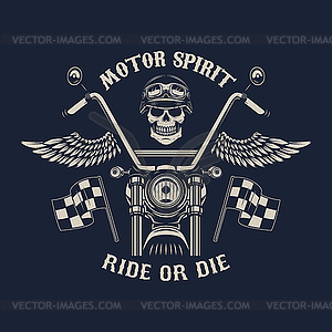 Motor spirit. Ride or die. Motorcycle with wings. - vector clip art