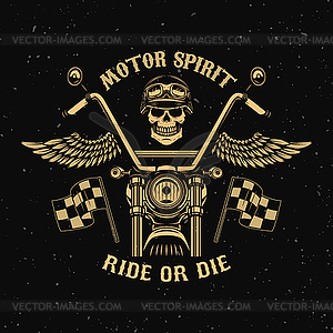 Motor spirit. Ride or die. Motorcycle with wings. - vector image