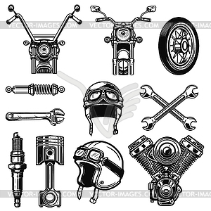 Set of vintage motorcycle design elements  - vector clipart