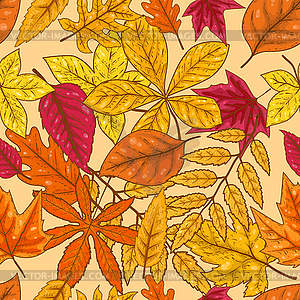 Seamless pattern with autumn leaves - vector clipart