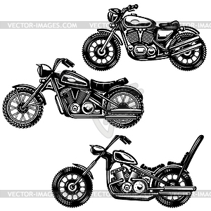 Набор старинных мотоциклов s - векторное изображение EPS