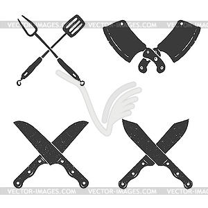 Set of restaurant knives icons. Crossed fork, - vector image
