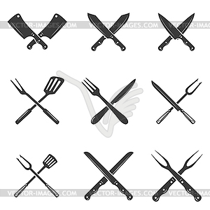 Set of restaurant knives icons. Silhouette - Cleave - vector EPS clipart