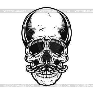 Human skull with mustaches  - vector image