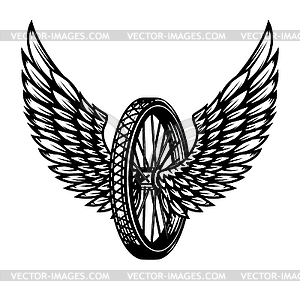 Wheel with wings - vector clipart