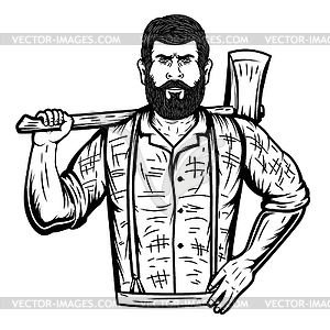 Lumberjack with axe - vector image