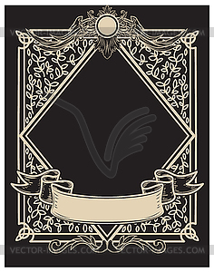 Vintage frame in golden style on dark background. - vector clipart